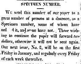 Image of clipping that discusses pricing and circulation.  Text below.